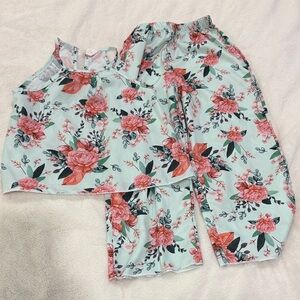 SHEIN Pink and Green Floral Kids Set